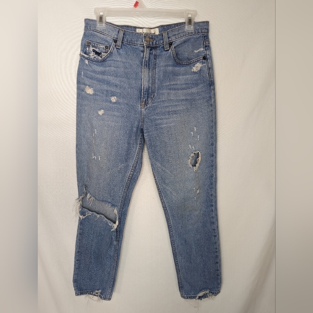 Reformation Julia High Rise Cigarette Distressed Arches Wash Jeans Size 29